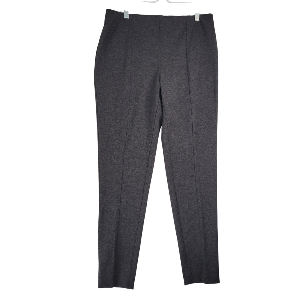 J. Jill Ponte Slim Leg Pants Dark Charcoal Grey Seamed Front NWT Large